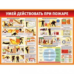 Стенд «Умей действовать при пожаре» 1200*900 мм